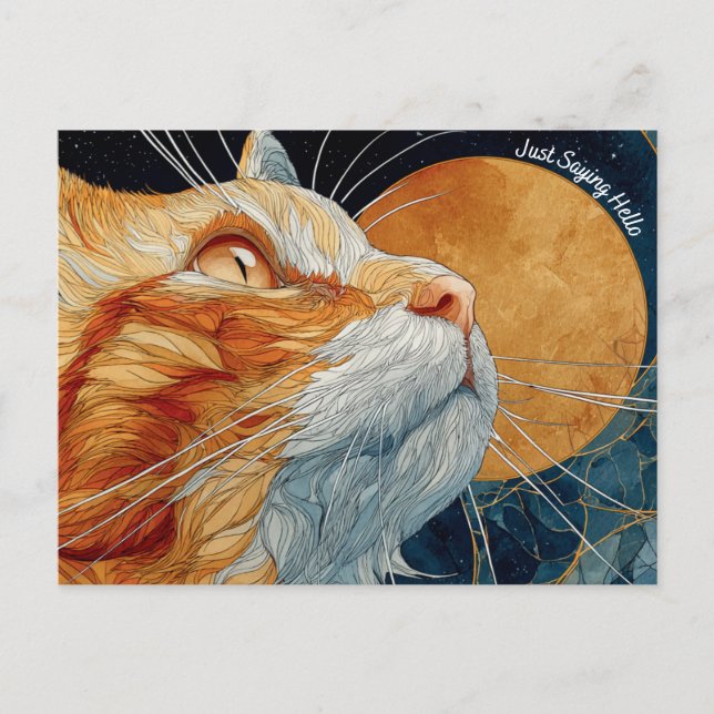 Cartão Postal Apenas Dizendo "Olá" Cartaz de Gato (Frente)