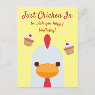 Cartão Postal Apenas Frango Em Simples Feliz Amarelo Aniversário