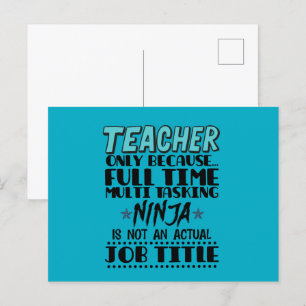 Cartão Postal Apenas Professor Porque Ninja em Tempo Integral Mu