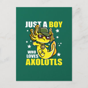 Cartão Postal Apenas um garoto que ama axolóls Cute Funny Kawaii