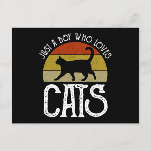 Cartão Postal Apenas um garoto que ama gatos