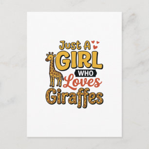 Cartão Postal Apenas Uma Garota Que Ama Girafas Vetor Vintage De