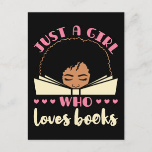 Cartão Postal Apenas uma garota que ama livros afro-americanos