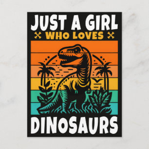 Cartão Postal Apenas Uma Garota Retro Ama Dinossauros