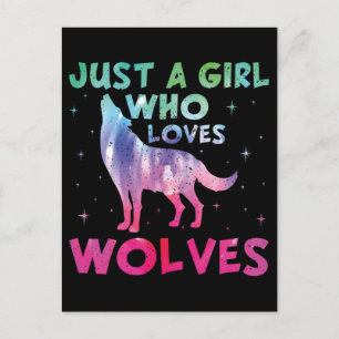 Cartão Postal Apenas Uma Menina Que Ama A Aquarela Dos Lobos