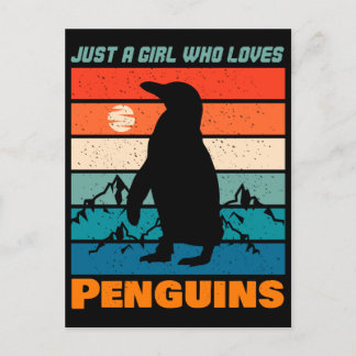 Cartão Postal Apenas Uma Menina Que Ama Pinguins, Retro Animal