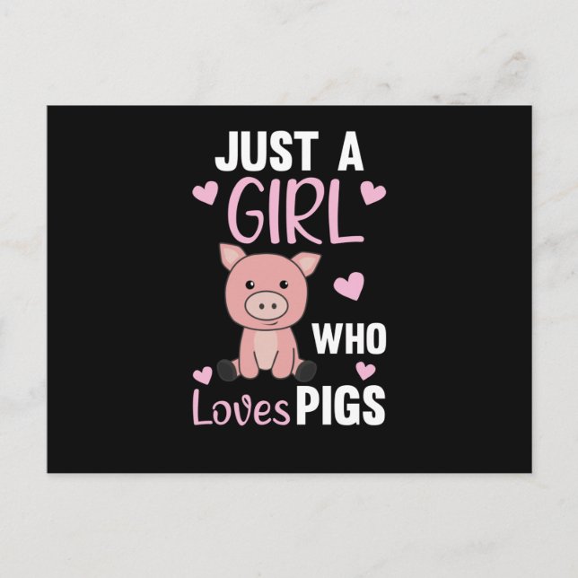 Cartão Postal Apenas Uma Menina Que Ama Porcos Cute Piglet (Frente)