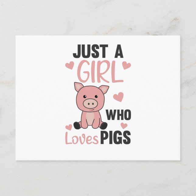 Cartão Postal Apenas Uma Menina Que Ama Porcos Cute Piglet (Frente)