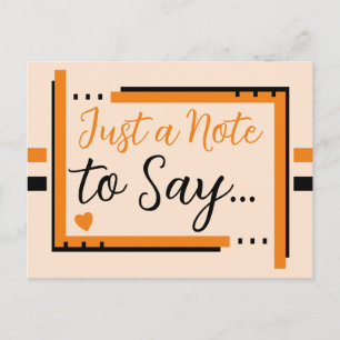 Cartão Postal Apenas uma nota para dizer preto laranja