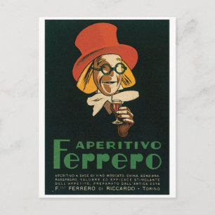 Cartão Postal Aperitivo Ferrero Torino Itália Arte Italiana Vint