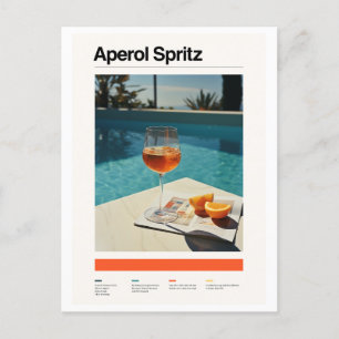 Cartão Postal Aperol Spritz e Piscina de natação