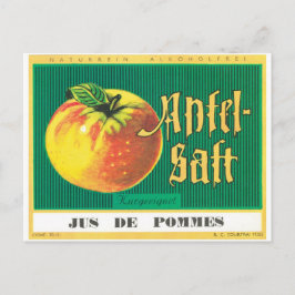 Cartão Postal Apfel-Saft Apple Juice Língua Alemã Arte Vintage