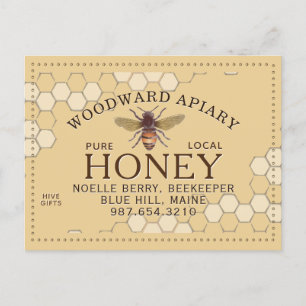 Cartão Postal Apiary Honeycomb Honeybee Yellow