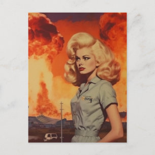 Cartão Postal Apocalyptic loira vintage mulher