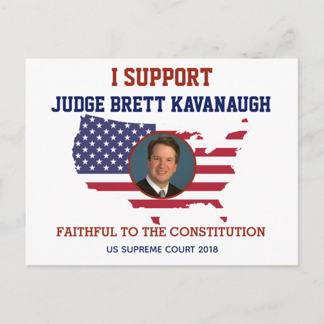 Cartão Postal Apoio o Juiz Brett Kavanaugh Flag Americano (Frente)