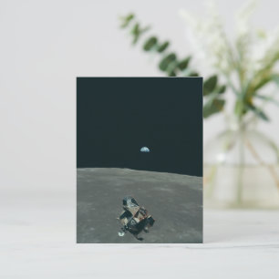 Cartão Postal Apollo Lunar Lander e Earthrise sobre Lua