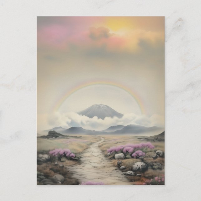 Cartão Postal Após a chuva (Arte de Paisagem Japonesa com Aquare (Frente)