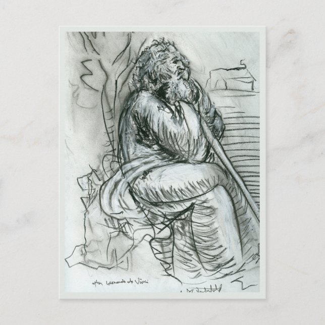 Cartão Postal Após o autorretrato de Leonardo da Vinci (Frente)