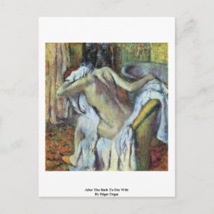 Cartão Postal Após o banho para secar a esposa por Edgar Degas