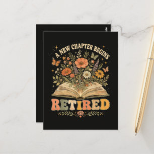 Cartão Postal Aposentado Um Novo Capítulo Começa Livro Floral Re