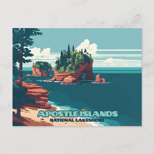 Cartão Postal Apostle Islands National Lakeshore Wisconsin Retro (Frente)