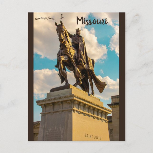 Cartão Postal Apoteose da Rua Louis Estátua de Rua Louis Missour (Frente)