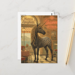 Cartão Postal Appaloosa unicórnio em um lanche com uma juba de E
