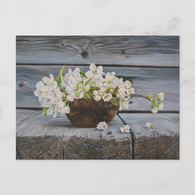 Cartão Postal Apple Blossom Still Life – Original Fine Art Print (Frente)