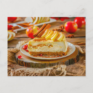 Cartão Postal Apple cinnamon cheesecake slice in autumn