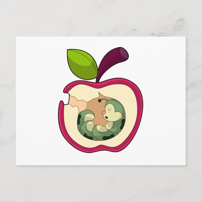 Cartão Postal Apple De Dormência Da Lagarta (Frente)