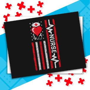Cartão Postal Apreciação da Enfermeira Hero Flag Americana