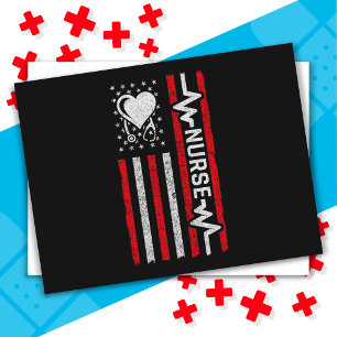 Cartão Postal Apreciação da Enfermeira Hero Heart da bandeira am
