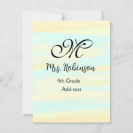 Cartão Postal apreciação do professor de aquarela azul simples