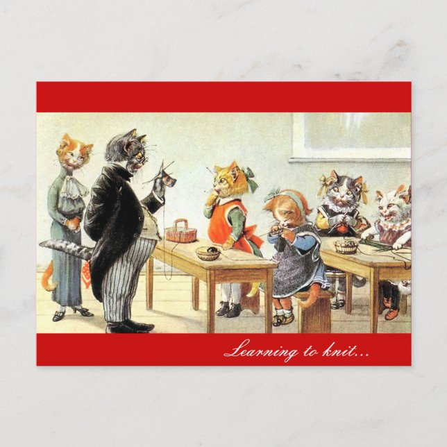 Cartão Postal Aprendendo a Knit (Frente)