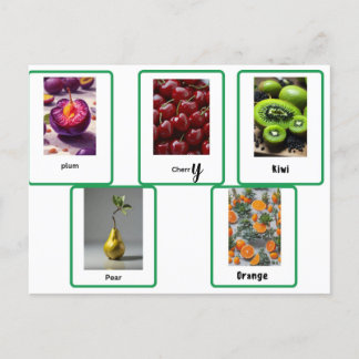 Cartão Postal aprender ortografia de frutas em inglês