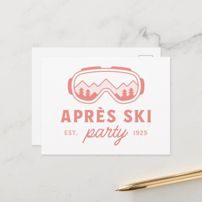 Cartão Postal Apres ski party skiing girls night pink aesthetic (Frente/Verso In Situ)