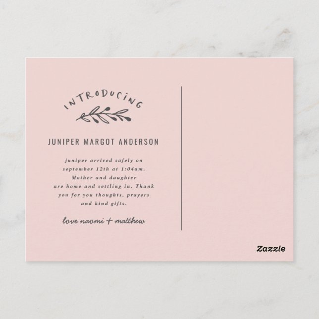 Cartão Postal Apresentação do anúncio de nascimento de fotos de  (Verso)