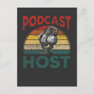 Cartão Postal Apresentador de Podcast Vintage Podcasting Transmi