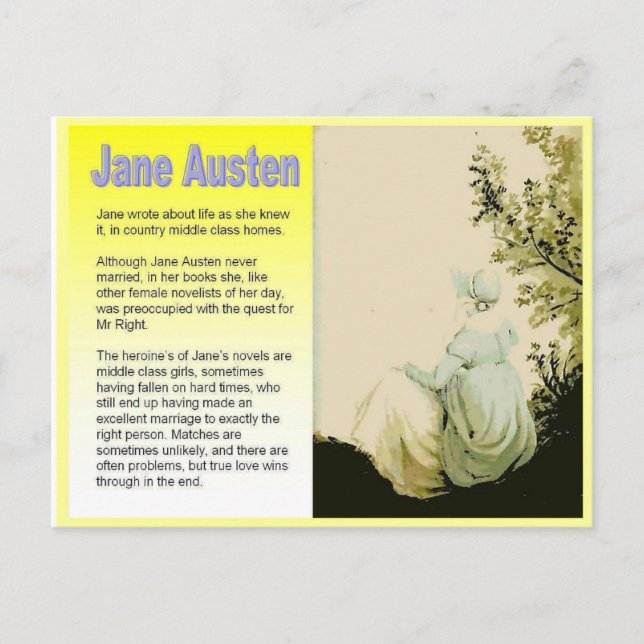 Cartão Postal Apresentando Jane Austen (Frente)