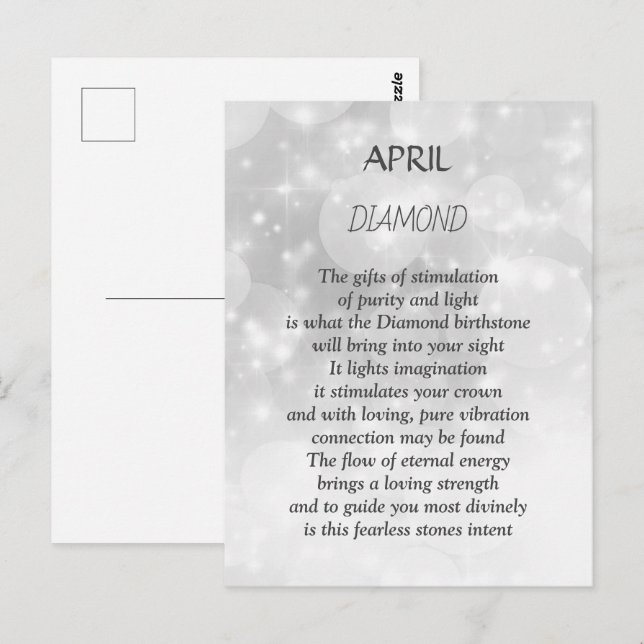 Cartão Postal April Birthstone Diamond (Frente/Verso)