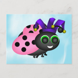 Cartão Postal April Fools Day Ladybug Jester