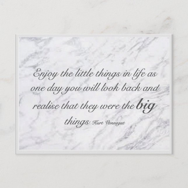 Cartão Postal Aproveitando as pequenas coisas na vida (Frente)