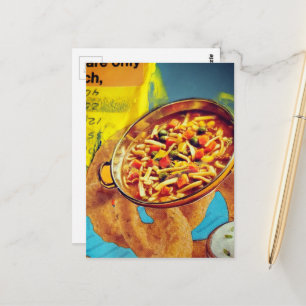 Cartão Postal Aproximação de Anéis de Lentilha e Sopa colagem de