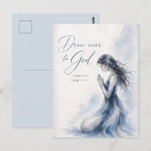 Cartão Postal Aproxime-se de Deus Tiago 4:8 Aquarela Cristã