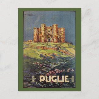 Cartão Postal Apulia Castle del Monte vintage viagem italiano