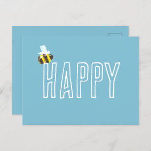 Cartão Postal Aqua Blue Bee Happy