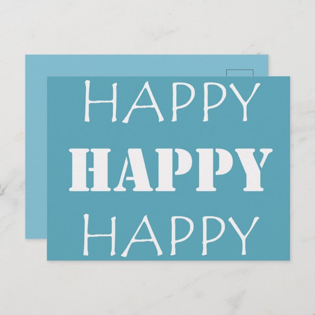 Cartão Postal Aqua Blue Happy Happy (Frente/Verso)