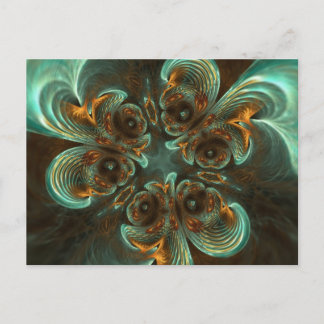 Cartão Postal Aqua Green e Dourada e espiral de arte frontal