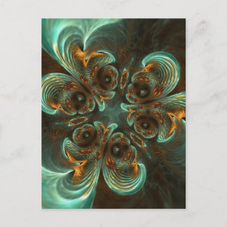 Cartão Postal Aqua Green e Dourada e espiral de arte frontal