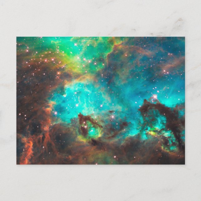 Cartão Postal Aqua Green Star Cluster Celestial (Frente)